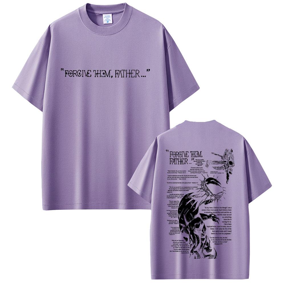 Christian Religious Jesus Forgive Them Father Graphic T-shirt Men Women Gothic Rock Oversized Short Sleeve T Shirts Streetwear