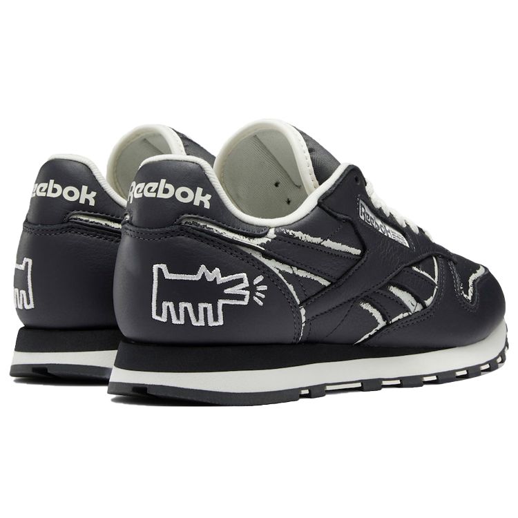 Keith Haring X Reebok Classic Leather Dog Blackboard Chalk Drawing Men Sneakers Grey Pure-Grey-8 GZ1456