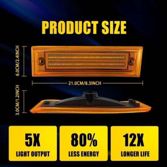 LED Front Side Marker Light For 81-91 Chevrolet Chevy GMC C10 C20 C30 Blazer C/K