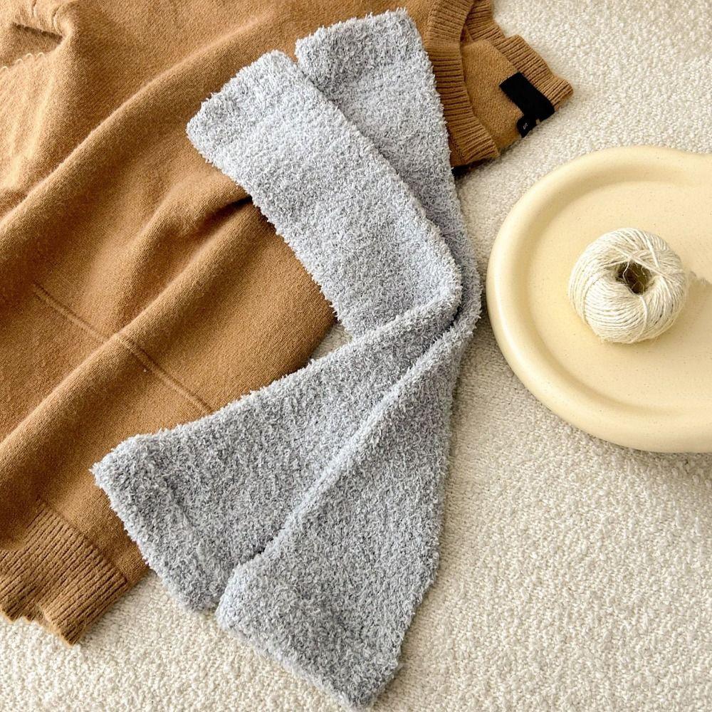 Thicken Warm Long Tube Sock Cover Stripe Foot Warmer Kawaii Coral Fleece Stockings  Autumn