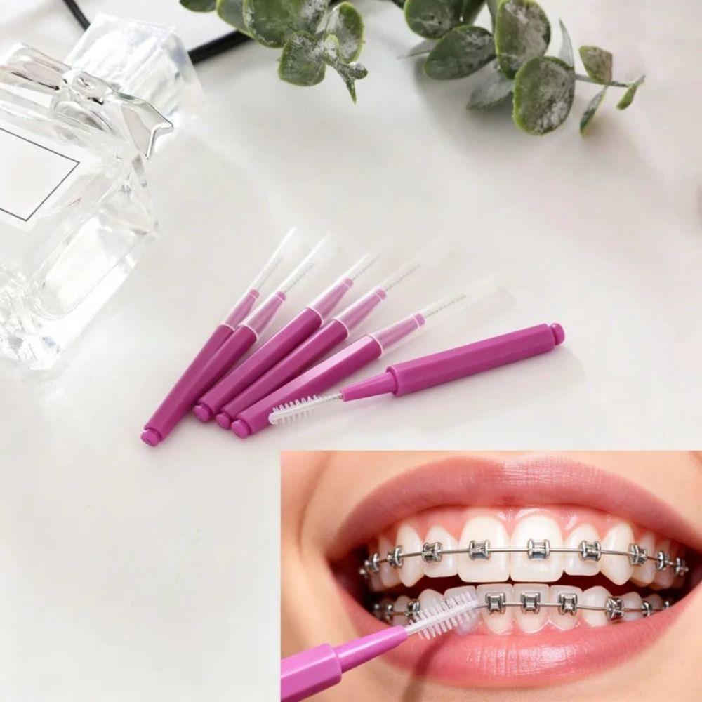 30Pcs Soft Micro Braces Brush Bendable Teeth Cleaning Tools Orthodontic Braces Cleaner Brush  Travel