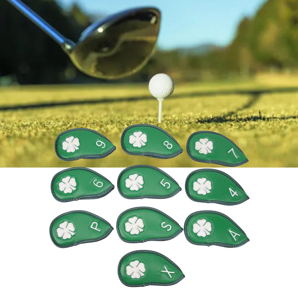 10 PCS Head Covers Four Leaf Pattern PU Waterproof Delicate Iron Covers Set for Most s