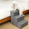 3 Pieces Foldable Pet Stairs Non-Slip Feline Dog Step Stool 2-in-1 for Home