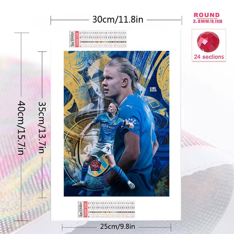 Erling Haaland 100% Round Full Drill 5D DIY Diamond Painting Embroidery Cross Stitch Rhinestone Décor
