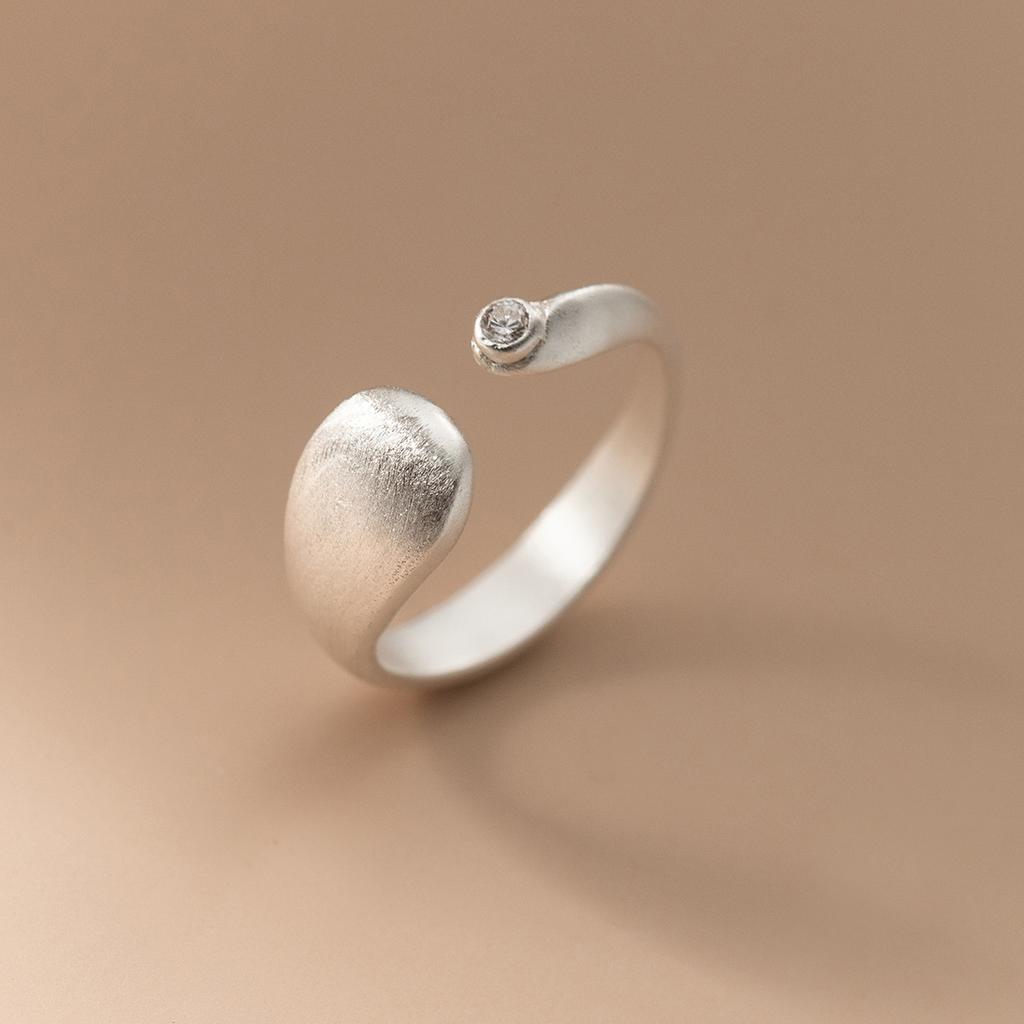 925 Silver Matte Finish Geometry Adjustable Rings For Women Wedding Fine Jewelry Accessories Jewellery Argent 925