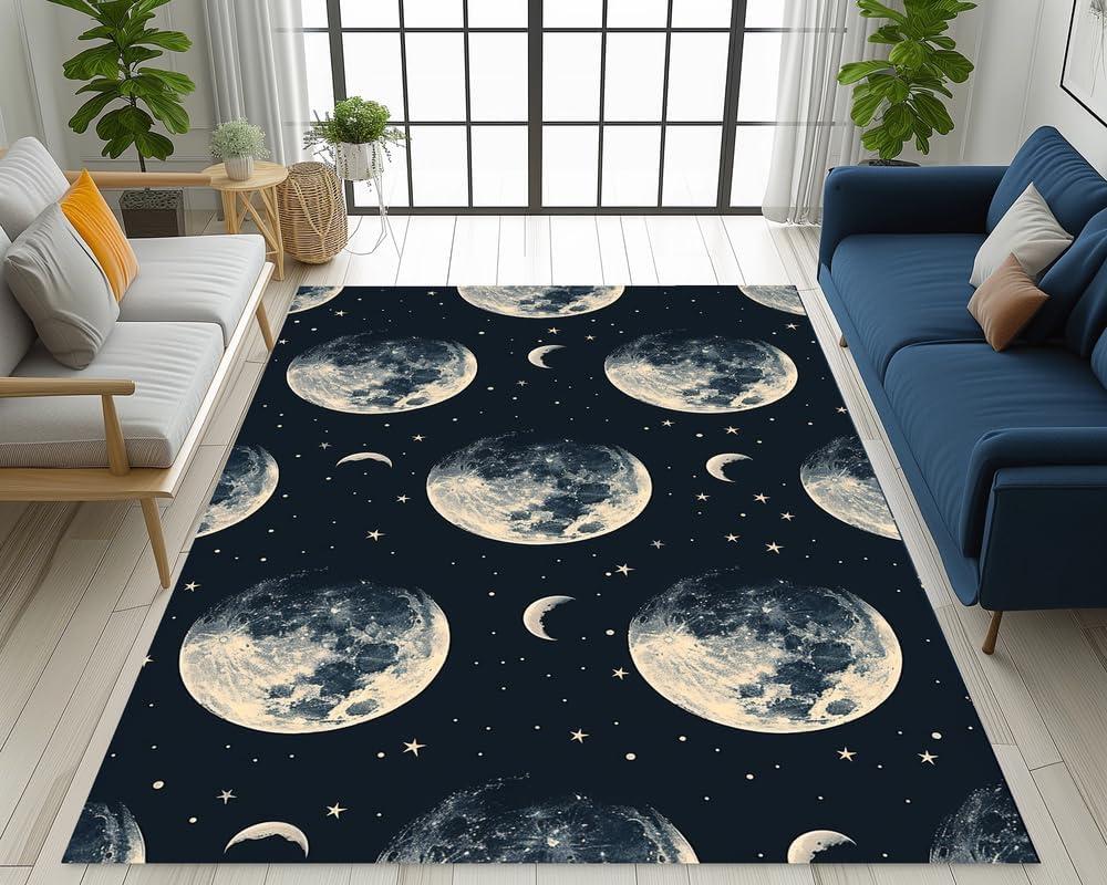 

Современный арт-луна, звезда, коврик для гостиной, желтый ковер, облако, черный коврик для двери, таинственный, модный, декоративный для спальни 40X60cm-16x24in