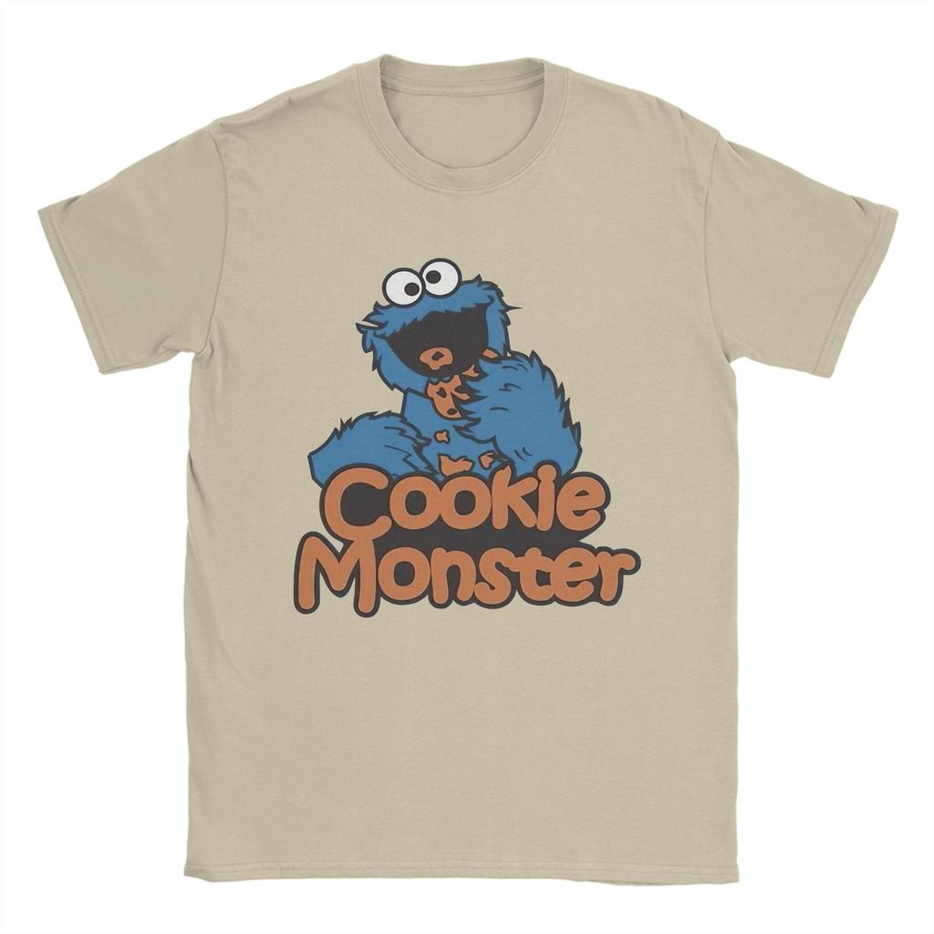 Cookie Monster Sesames Streets T Shirt for Unisex Women Pure Cotton Vintage TShirts Round Neck Tee Shirt Short Sleeve Tops