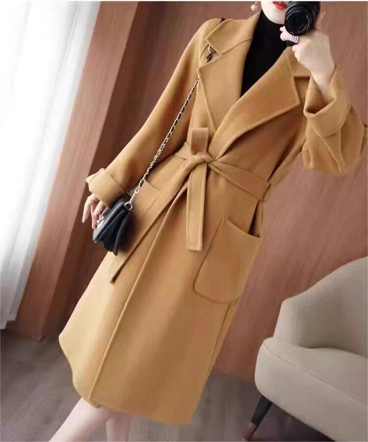 Manteau en laine ample mi-long pour femme, double face en cachemire, Automne/Hiver, style coréen
