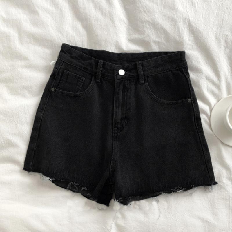Women s Summer Korean High Waisted Denim Shorts Basic Button Pocket Denim Shorts Street Denim Pant XS