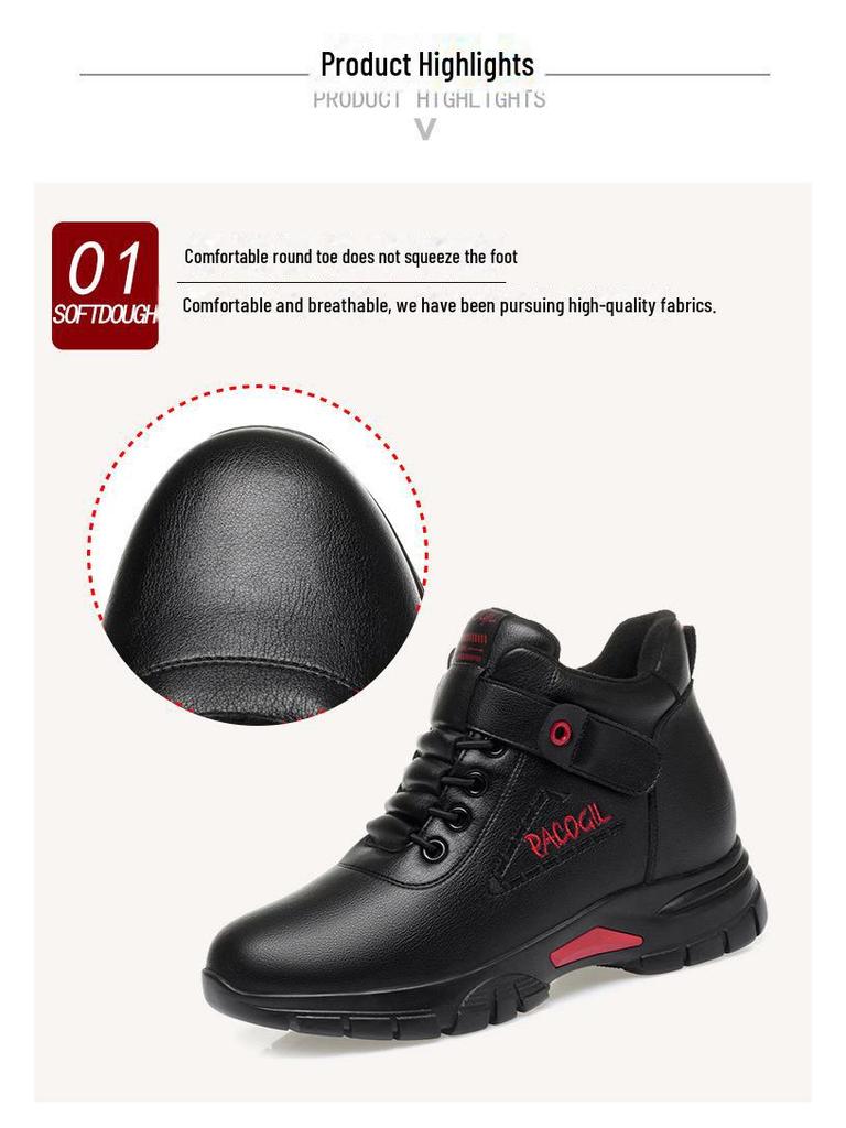 Women's Plush Leather Casual Walking Shoes 2023 - Autumn/Winter Edition for Middle-Aged & Elderly