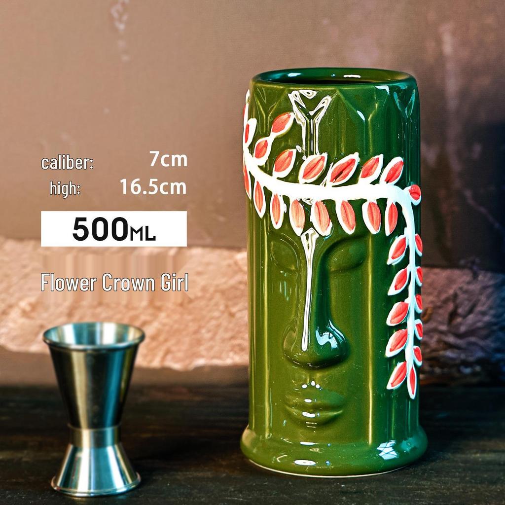 Bicchiere da Cocktail in Ceramica Teschio Zombie Tiki Hawaiano
