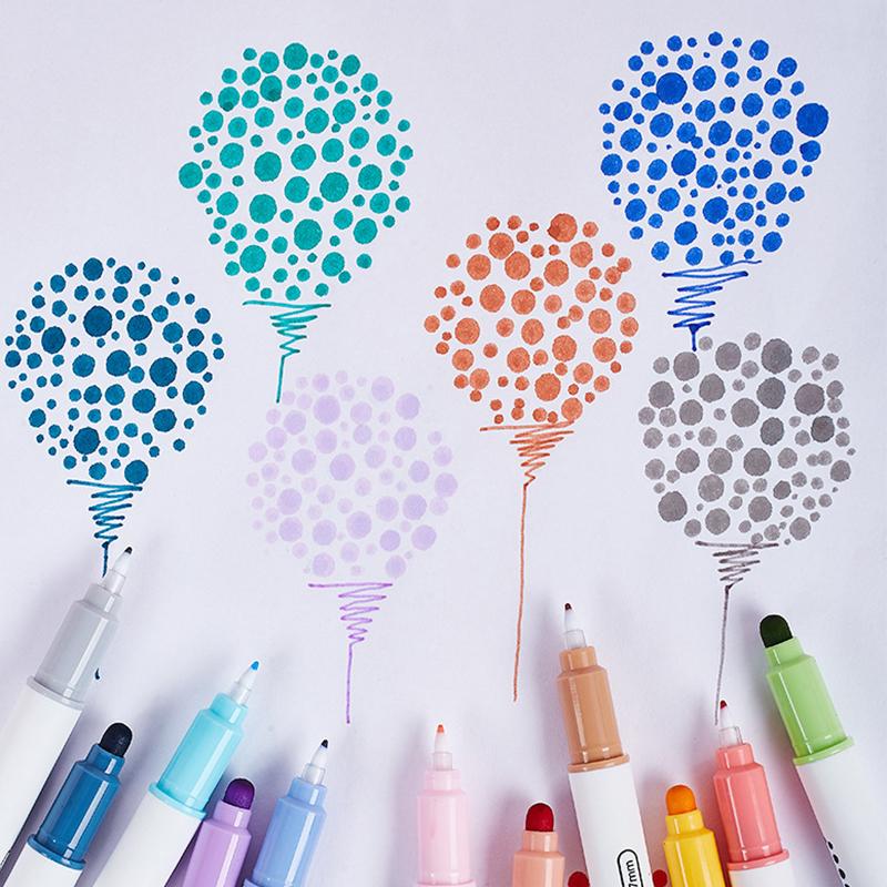 6Pcs Double Tip Fine Pen Light Color Dot Painting Brush Set Marker Painting Set Painting Pen Office School Supplies Art Supplies