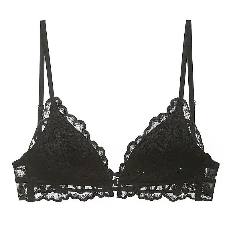 French Thin U-shaped Big Halter Invisible Bra Beautiful Back Cross Belt Front Buckle Underwear Big Chest Small Bra Bra