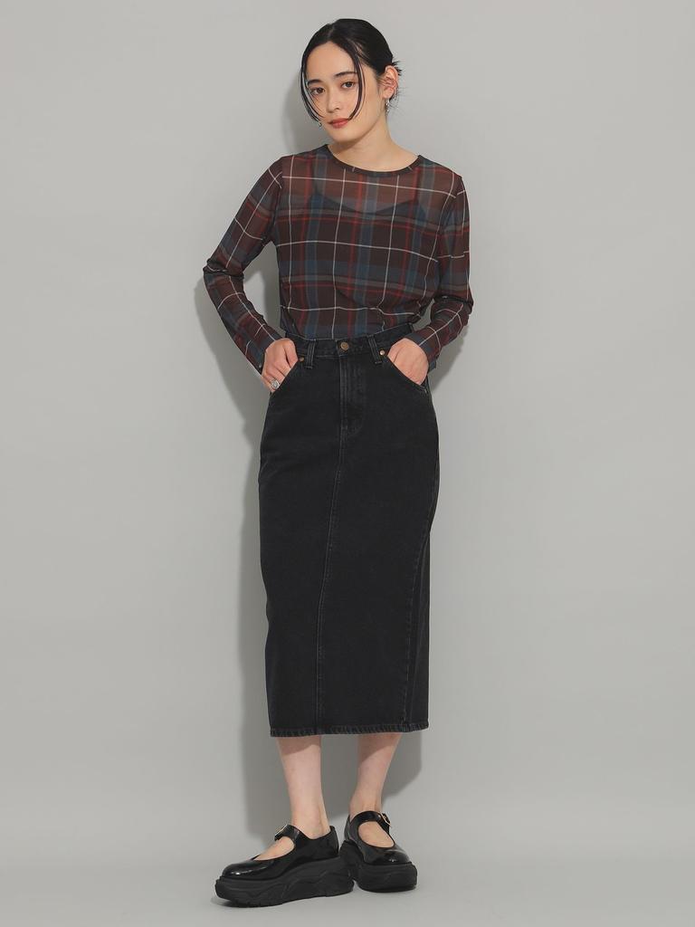 Ray Beams Lee Long Denim Skirt, Women's, 383_BLACK_S/W, Size S