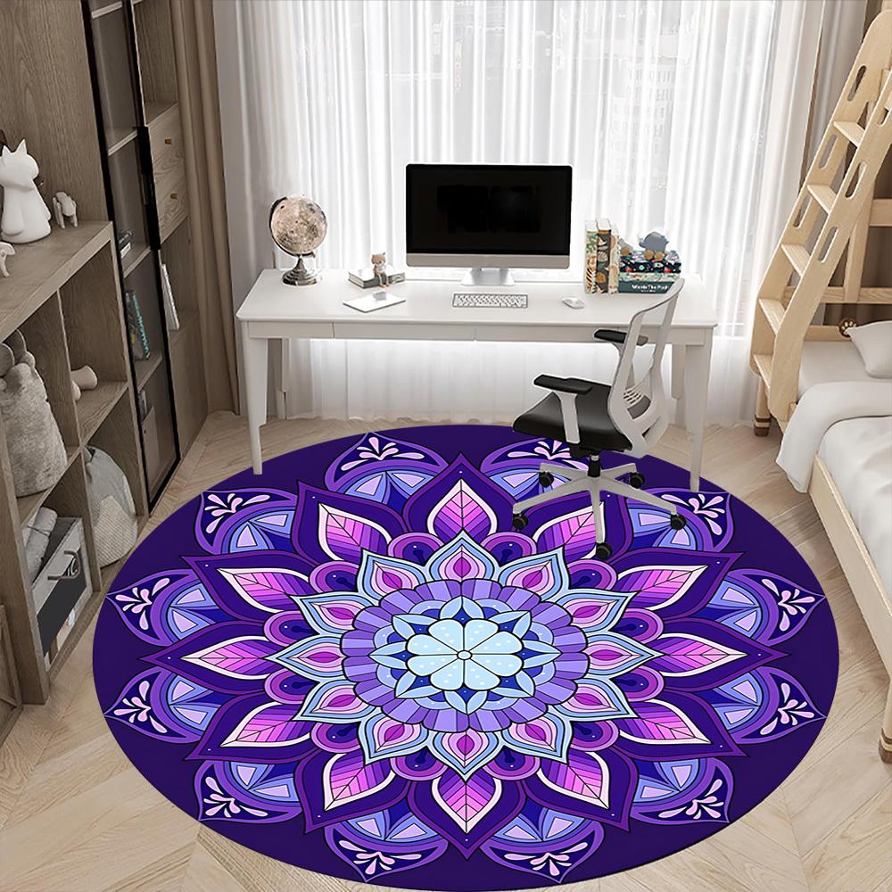 1pc Mandala Pattern, Purple Decor Chair Carpet for Office Non-Slip, Rug for Office, Room, Good Gift for Family or Friends, yy251226210