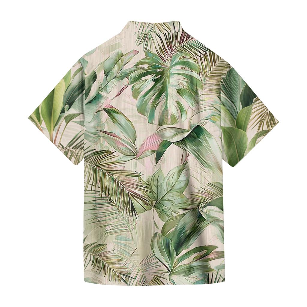 Men's Casual Loose Fit Hawaiian Print Short Sleeve Shirt Lightweight Button Down Summer Beach Shirt for Outdoor Activities