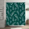 White Leaf Green Shower Curtain Bath Mat Waterproof Bathroom Decor