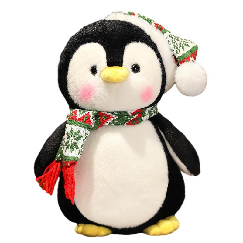 Christmas Penguin Scarf And Hat Plush Toy Holiday Gift For Kids Soft And Adorable