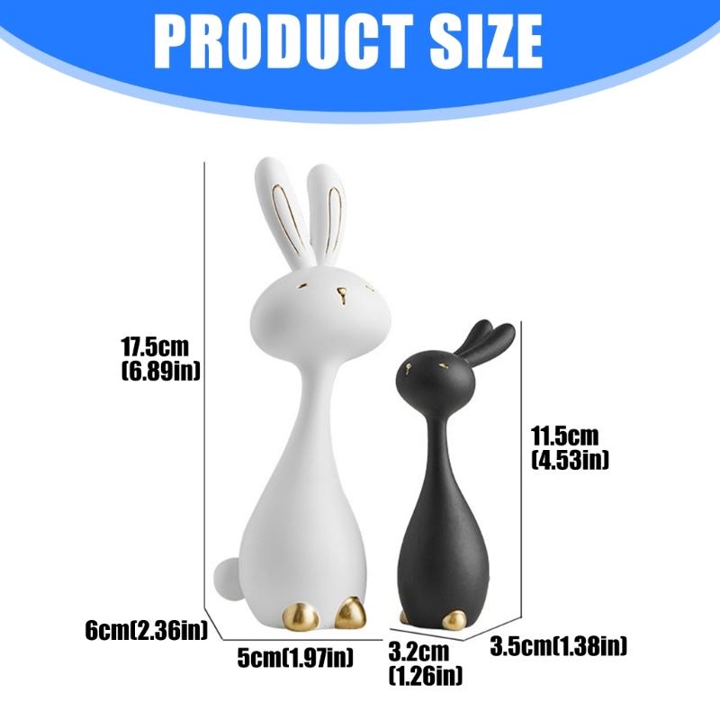 2Pcs Festives Resin Rabbit Ornaments for Easter Home Decors Spring Holiday Animal Figurine for Gift Giving and Decoration
