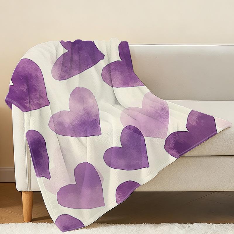 Soft Non-Shedding Flannel Blanket Heart Design Cozy Throw for Home, Napping, TV Watching, Christmas & Halloween