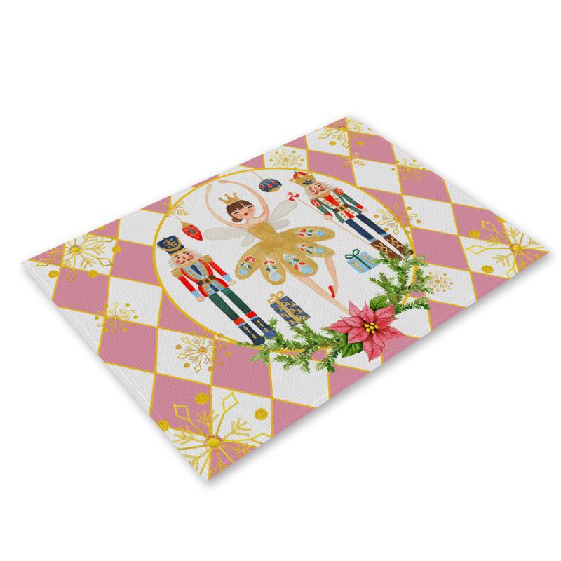 Festive Christmas Linen Table Mats - Heat Resistant Western Style Decor
