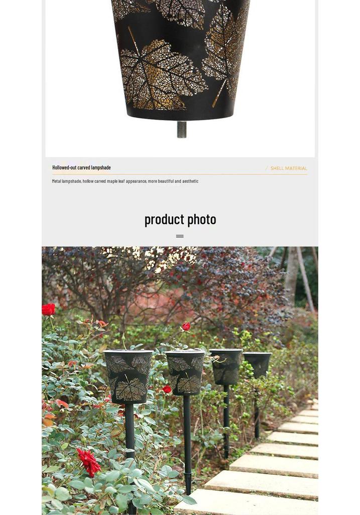 Waterproof Solar Garden Lights with Hollowed Leaves Design - Super Bright Outdoor Landscape Decoration