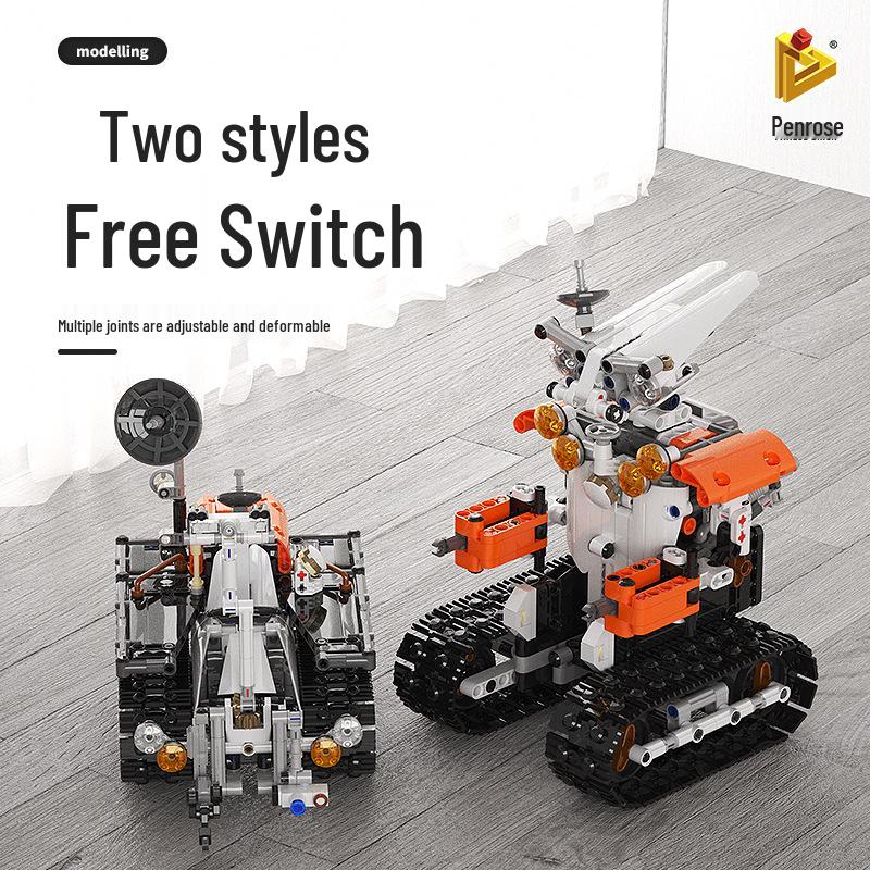 Panlos Programmable Remote Control Robot Tracked Vehicle DIY Building Blocks Toy for Children 50*36*8