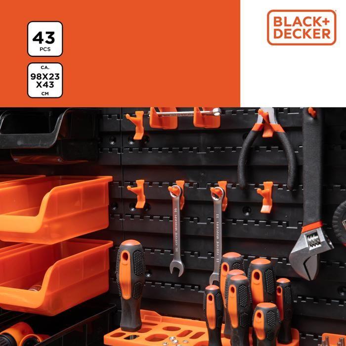 Planche À Outils BLACK+DECKER Avec Plateaux De Rangement Et Cintres - 98 X 23 X 43 CM