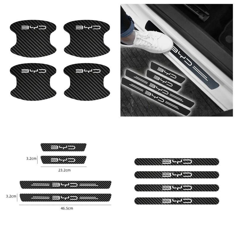 Car Exterior Door Sill Door Bowl Protective Sticker For BYD Dolphin Seal Atto3 Han Tang Song Yuan BYD Carbon Fiber Anti‑Wea