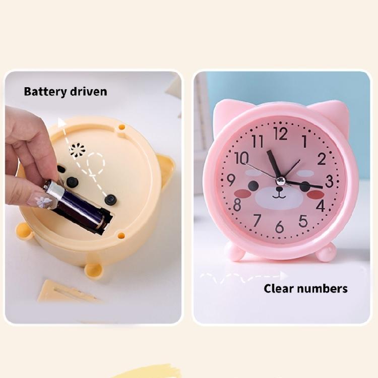 Kids' Decorative Kitten Alarm Clock with Ears and and Quiet Movement Perfectly for Bedroom or Dorm Accessory