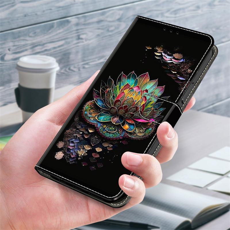 A55 A16 Wallet Funda for Samsung Galaxy A16 A55 A35 A25 A15 A51 A71 A31 A41 Shell 3D Flower Painted Leather Card Slot Phone Case