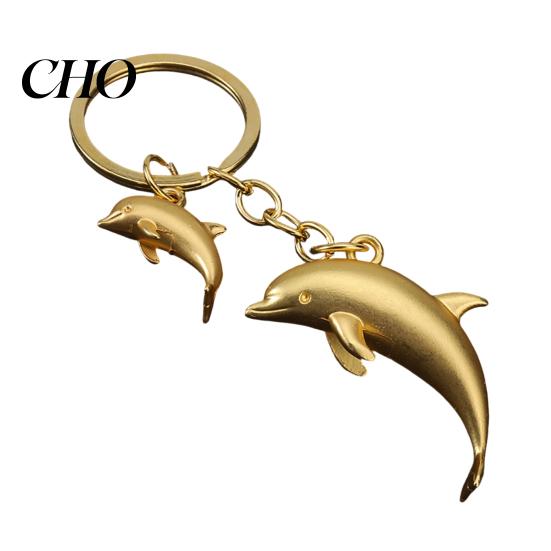 Animal Keychain Pendant Zinc Alloy Dolphin Design Key Chain Easy To Hang Electroplated Metal Ring Backpack Car Accessory Oxidation Resistant