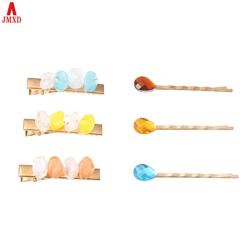 

JMXD-One-word clip, powder crystal, macaron edge clip versatile duckbill clip geometric headdress