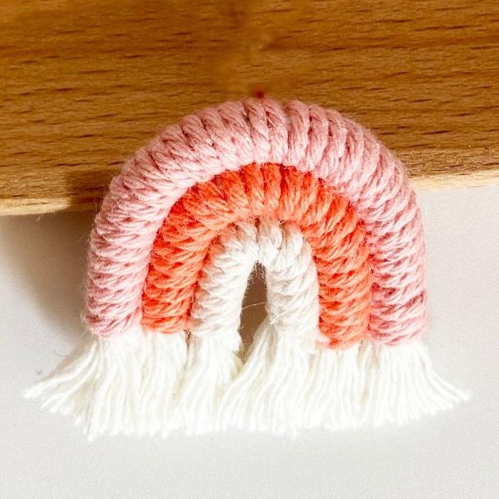 Handmade Knitted Rainbow Keychain Pendant Accessory