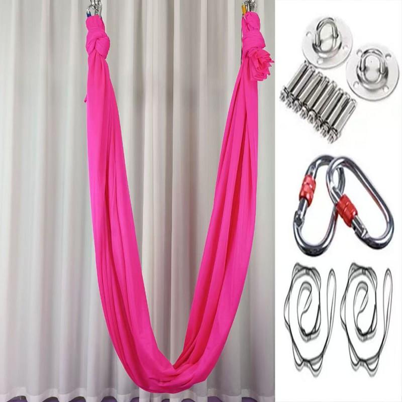 Aerial Yoga Hammock Set With Stretchy Fabric Home Gym Studio Practice Indoor Fitness Suspension Trainer
