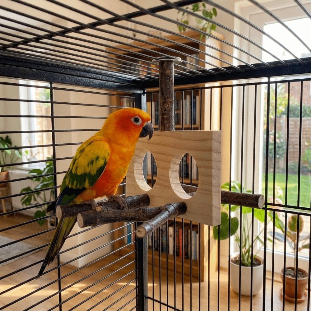 Natural Wood Bird Branch Stand Detachable Wear-resistant Parrot Parrot Perch Double-hole Perch Chew-able Bird Stand Perch