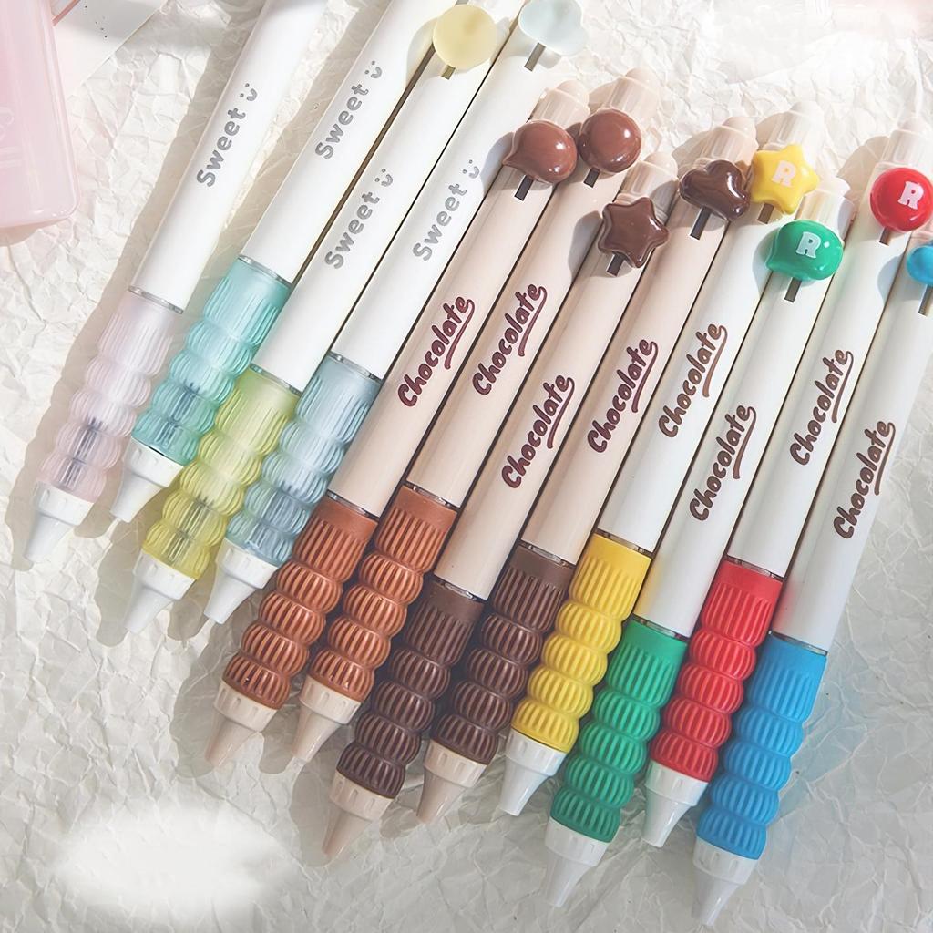4pcs Candy Gel Pens Set Sweet Rainbow Milk Chocolate 0.5mm Ballpoint Quick-dry Black Color Ink for Writing