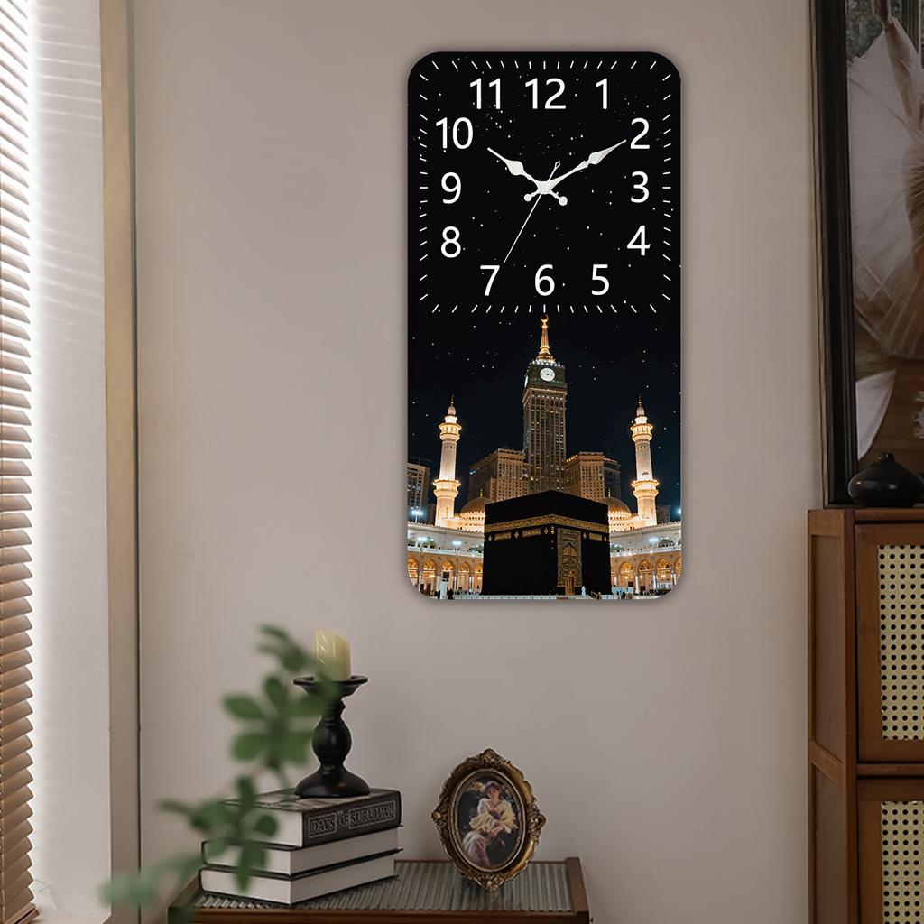 Muslim Style Architecture Pattern Clock Home Decor Atmosphere Wall Clock Islamic Design Living Room Decorative Hanging Clock