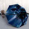 Blauer Krieger-Schirm im Avatar-Stil: Automatisches Öffnen/Schließen, Faltbares Design, Regenschutz für den Außenbereich für Fans und Reisende0198b