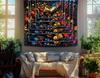 Enchanted Book Tapestry, Calming Wall Art with Open Book, Colorful Flowers & Butterflies, Ideal for Home & Reading Nook