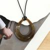 1pc Teardrop Geometric Acrylic Pendant On Leather Cord Necklace