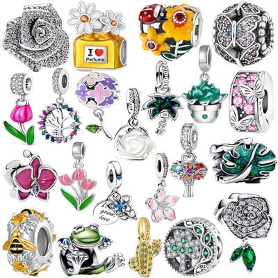 New Copper Butterfly Cactus Bee Honey Four-Leaf Clover Pendant Charm Bead Fit Original Bracelet Trinket Diy Women Jewelry