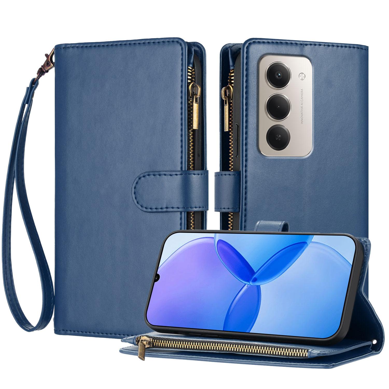 

For Xiaomi Redmi 15 4G (169mm)/Xiaomi Redmi 15 5G (Global) (169mm) Leather Case Zipper Wallet Stand Shockproof Phone Cover with Wrist Strap