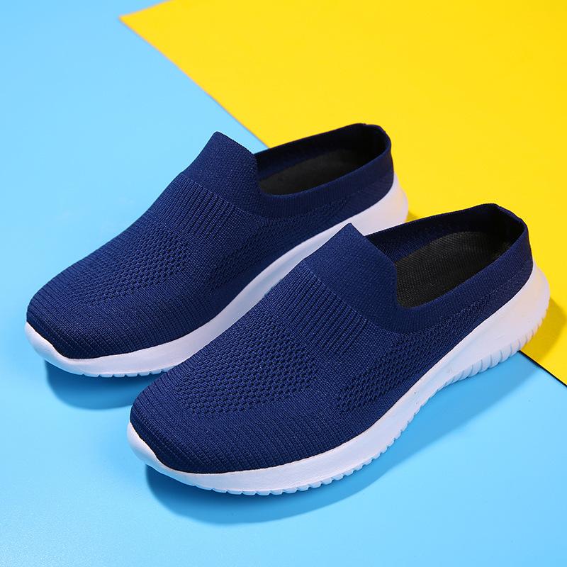 Foreign Trade Large Size 35-42 Women's Shoes Spring Casual Sports Socks Shoes Half Tray Lightweight Breathable Cloth Shoes Soft Sole