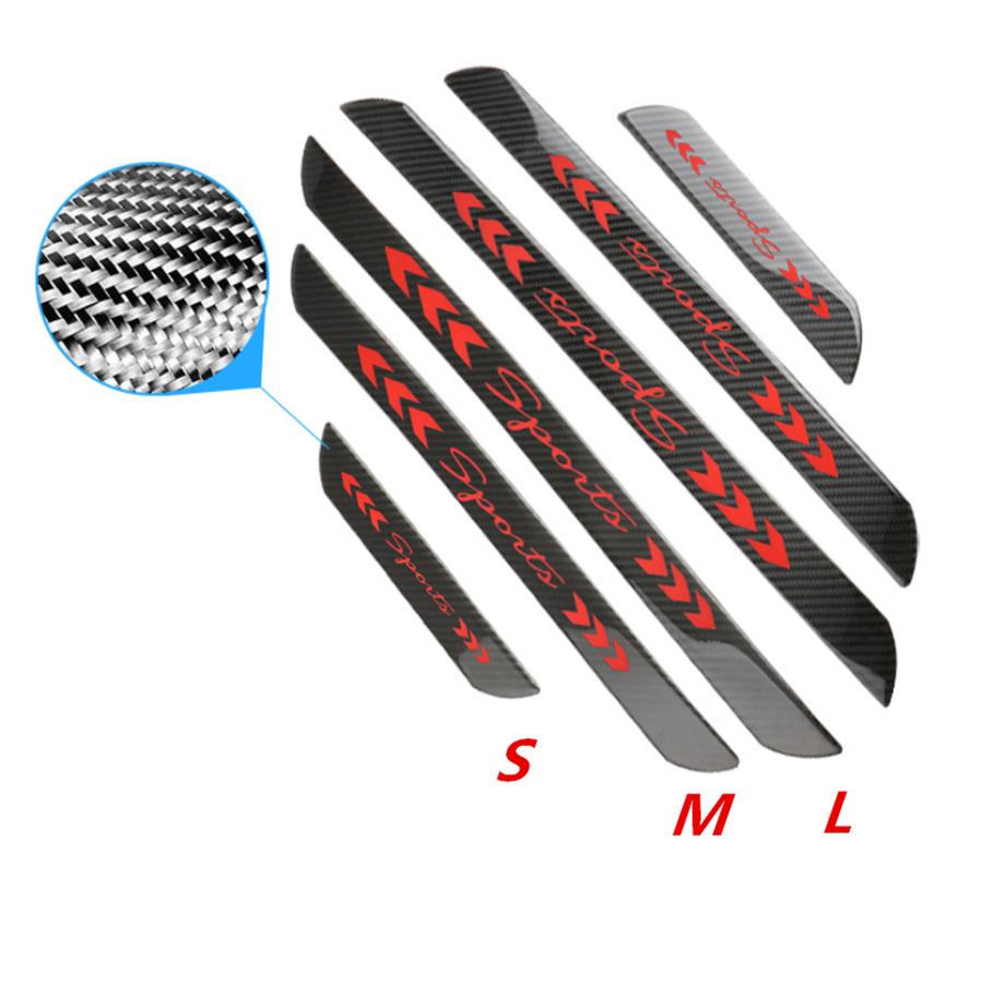 4Pcs Rear Carbon Fiber Car Door Welcome Plate Sill Scuff Anti-Scratch Protectors