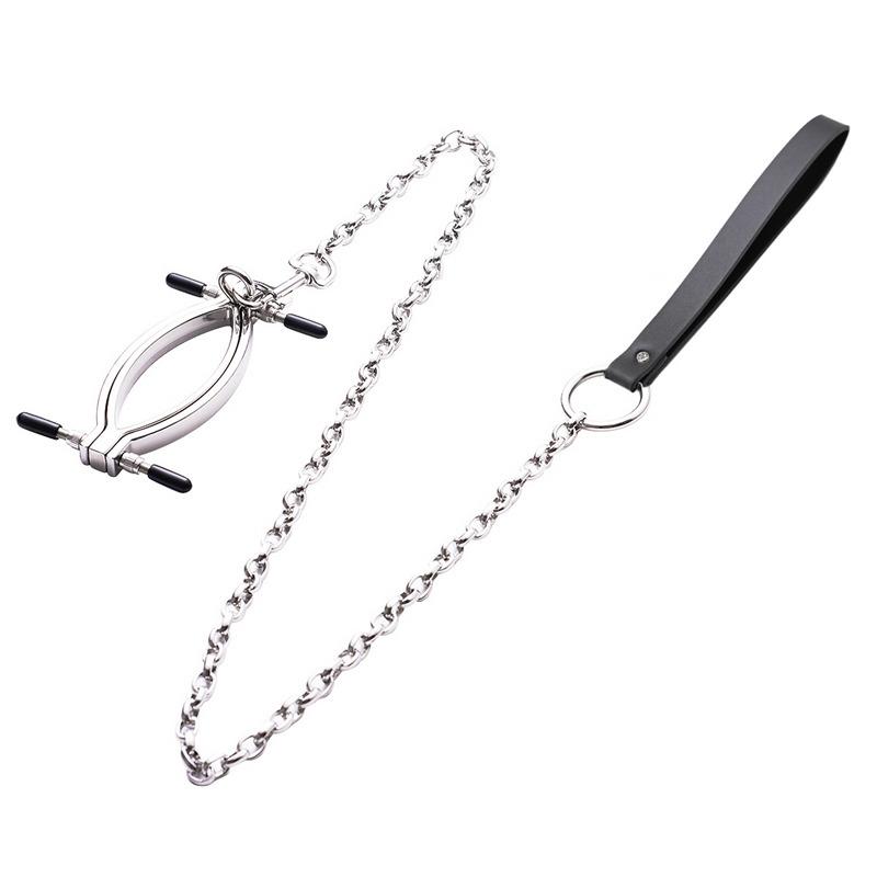 Labia Spreader Strap with Clamp Clip Onto Clitoris Spread Pussy Open Vagina Stimulator BDSM Bondage Nipple Sucker Sex Toys Slave