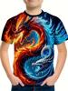 Maglietta per bambini T-shirt con grafica 3D Dragon Magliette per bambini Magliette con scollo tondo Maglietta con animali dei cartoni animati Maglietta a maniche corte per un ragazzo