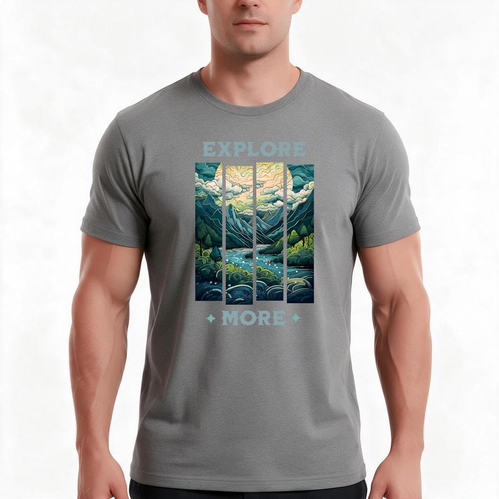 Explore More Mountainscape Adventure Tshirt Summer Casual Cotton Tee Oversized Streetwear Tops Vintage Graphic Print