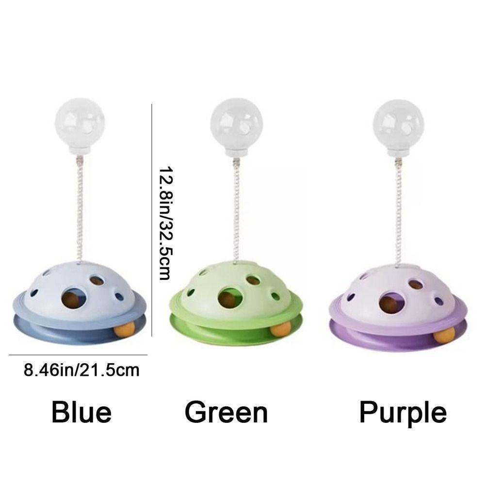 Plastic Cat Leaking Food Ball Detachable with Spring Rod Cat Turntable Toy Interactive Cat Track Balls Toy