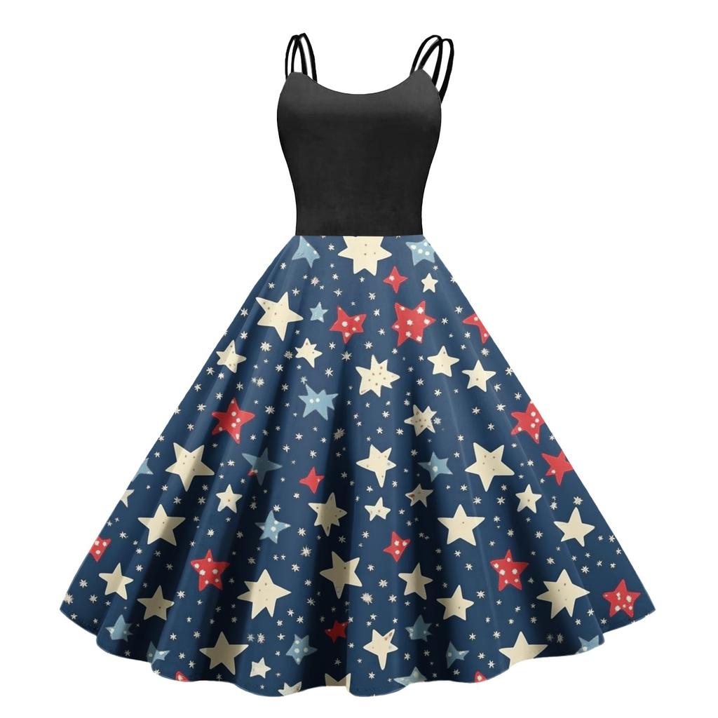 Women's Casual Fashion Print Sexy Off Shoulder Punk Retro Dress Retro Dress Dress